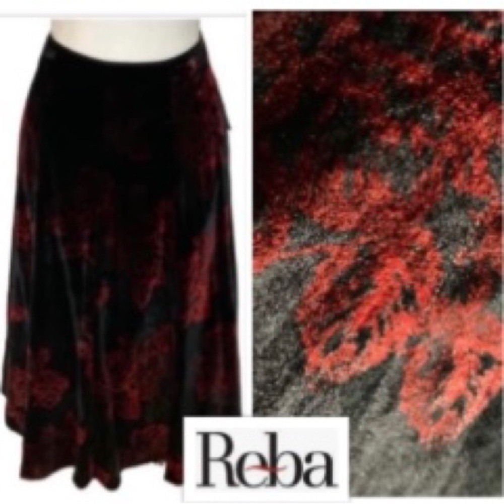 NWT Reba Black & Red Midi Skirt Size 16 - Picture 8 of 9